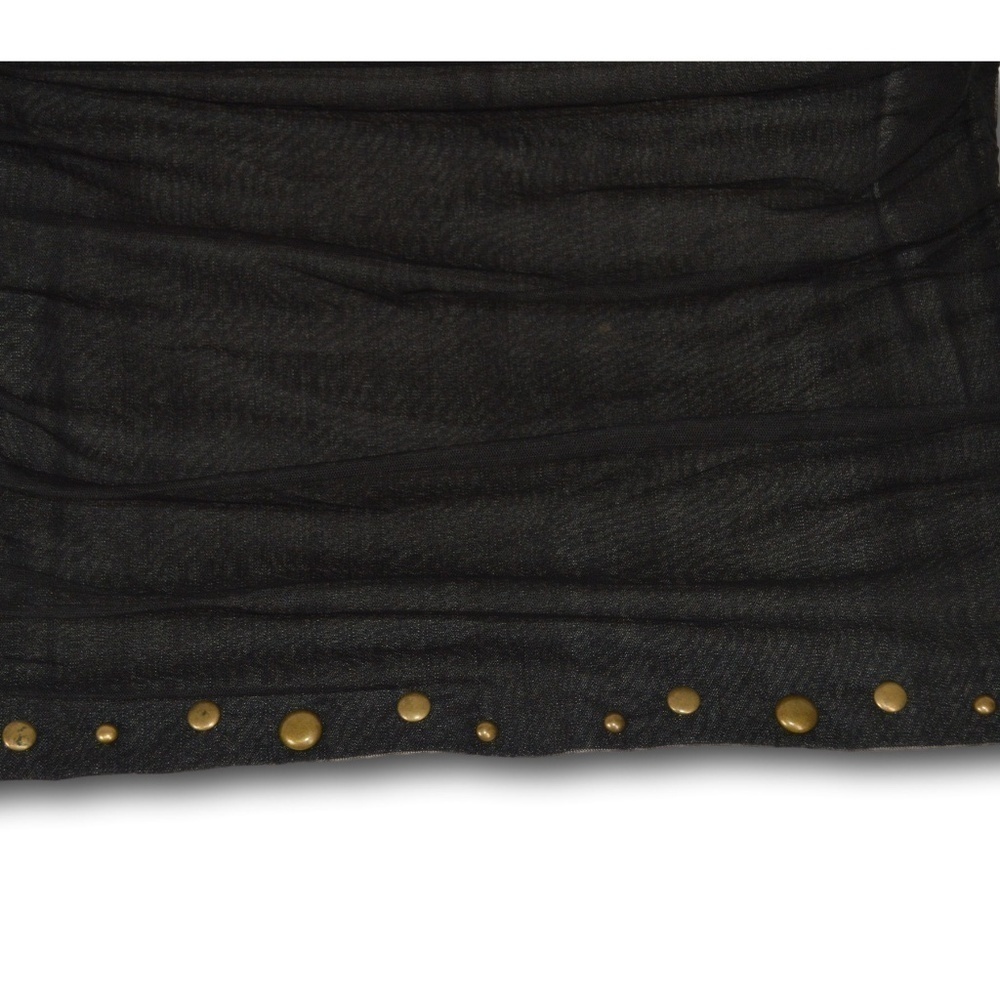 Le Chateau Black Denim Skirt with Net & Gold Studs - Picture 2 of 2
